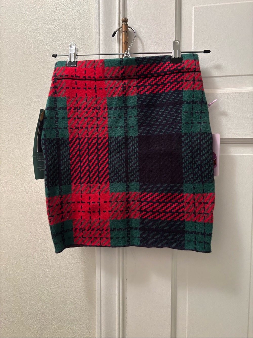 Johnny Wujeck Plaid Mini Skirt in Red and Green — Classic Tartan Mini
Size Small